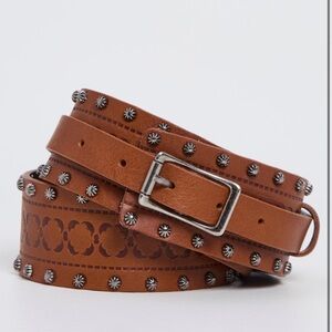 NWTWeekend Max Mara Brown Leather Belt with Studs From Lucy Hale Collection